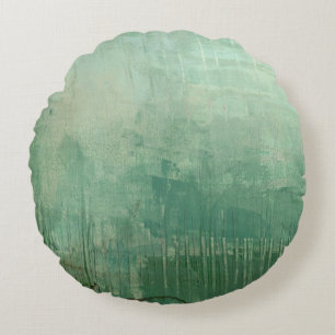 Contemporary Green Watercolor Round Pillow