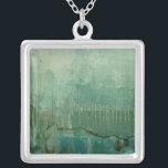 Contemporary Green Watercolor Silver Plated Necklace<br><div class="desc">A Jennifer Goldberger original,  this work is a contemporary green watercolor. The piece is lighter and the top,  moving to deeper green tones as your eyes head to the bottom. A wonderful use of color,  order yours today!</div>
