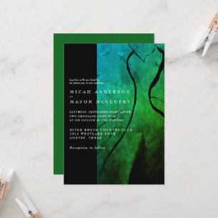 Contemporary Green Wedding Dress Wedding Invitation