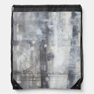 Contemporary Grey Painting Drawstring Bag
