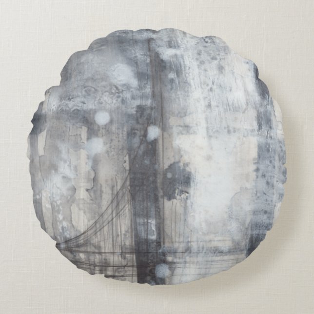 Contemporary Grey Painting Round Pillow (Front)
