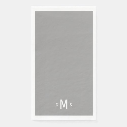 Contemporary Grey  White Monogram  Paper Guest Towels