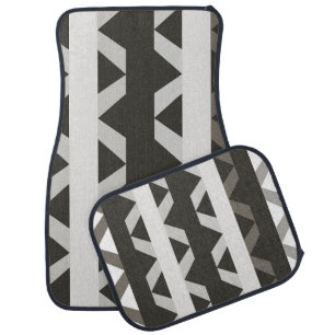 Contemporary Grey White Triangle Stripe Pattern  Car Floor Mat