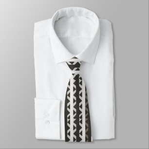 Contemporary Grey White Triangle Stripe Pattern Neck Tie