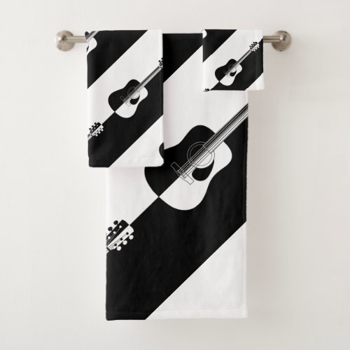Contemporary guitar pattern bath towel set