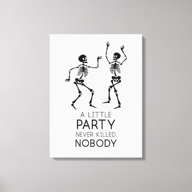 Contemporary Halloween dancing skeletons Canvas Print (Front)