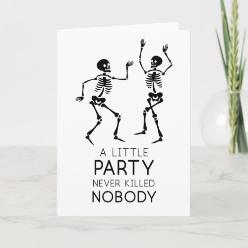 Contemporary Halloween dancing skeletons Card