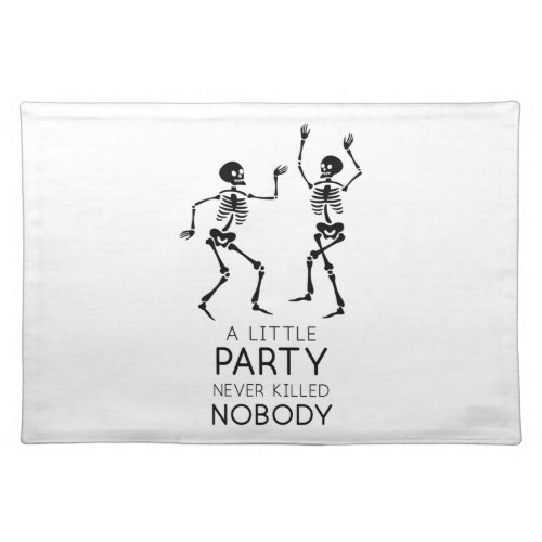 Contemporary Halloween dancing skeletons Cloth Placemat