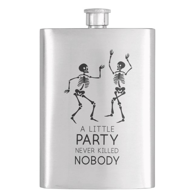 Contemporary Halloween dancing skeletons Flask (Front)