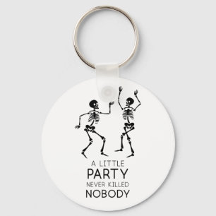 Contemporary Halloween dancing skeletons Keychain