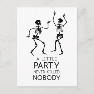 Contemporary Halloween dancing skeletons Postcard