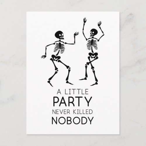 Contemporary Halloween dancing skeletons Postcard