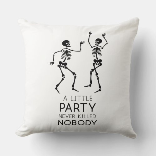 Contemporary Halloween dancing skeletons Throw Pillow