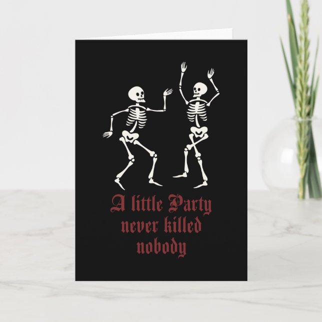 Contemporary Halloween skeletons Card (Front)