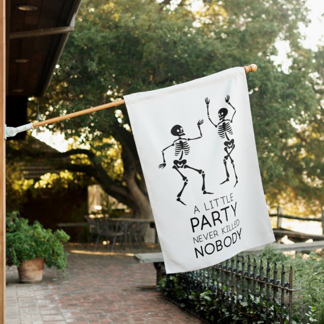 Contemporary Halloween skeletons House Flag (In SItu)