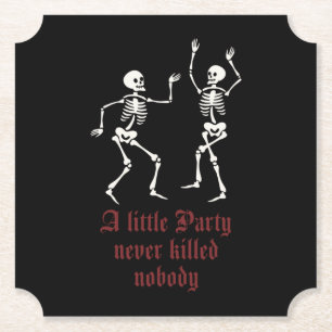 Contemporary Halloween skeletons Paper Coaster