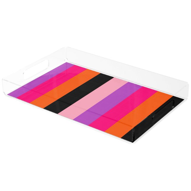 Contemporary Halloween Stripes  Acrylic Tray (Angled)