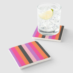Contemporary Halloween Stripes Stone Coaster