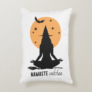 Contemporary Halloween yoga Witch Accent Pillow