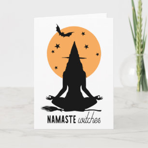 Contemporary Halloween yoga Witch Card