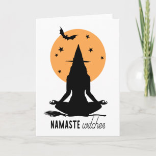 Contemporary Halloween yoga Witch Card