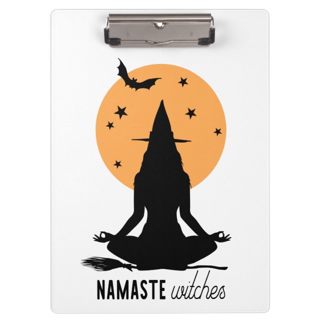 Contemporary Halloween yoga Witch Clipboard (Front)
