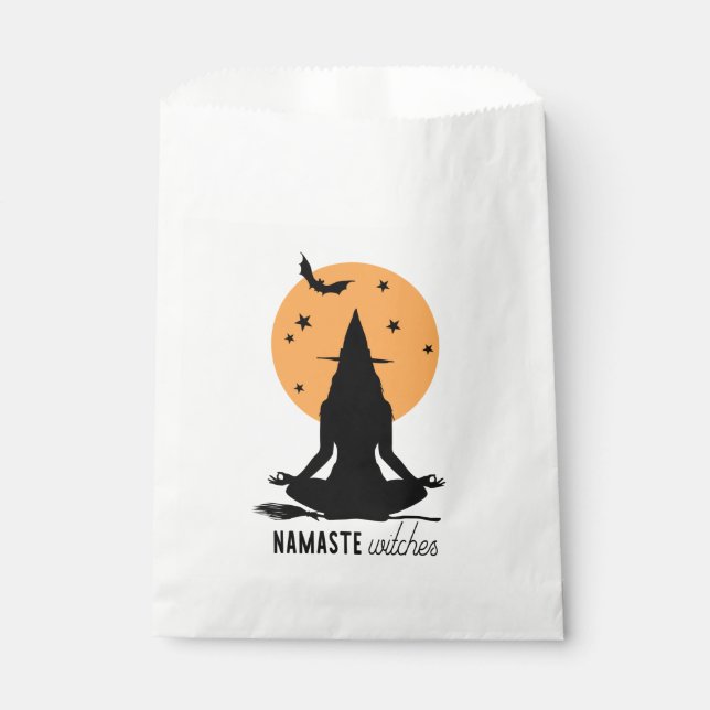 Contemporary Halloween yoga Witch Favor Bag (Front)
