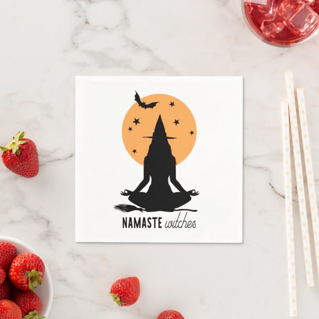 Contemporary Halloween yoga Witch Napkins (Insitu)