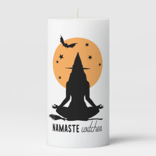 Contemporary Halloween yoga Witch Pillar Candle