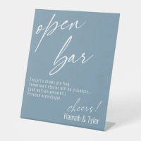 Contemporary Handwriting Funny Dusty Blue Open Bar