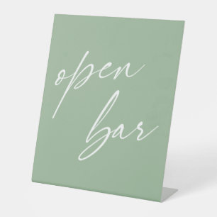 Contemporary Handwriting Open Bar Typograhy Sage Pedestal Sign