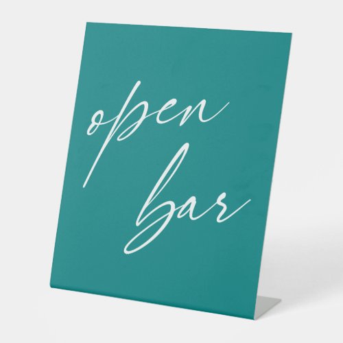 Contemporary Handwriting Open Bar Typograhy Teal Pedestal Sign