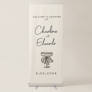 Contemporary Handwriting Retro Wedding Welcome  Re Retractable Banner