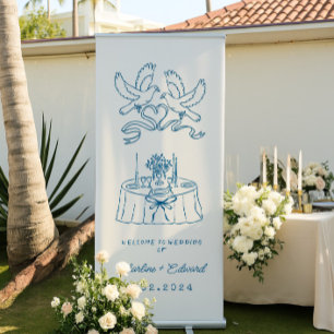 Contemporary Handwriting Retro Wedding Welcome  Re Retractable Banner