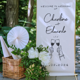 Contemporary Handwriting Retro Wedding Welcome  Retractable Banner