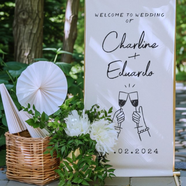 Contemporary Handwriting Retro Wedding Welcome  Retractable Banner (Creator Uploaded)