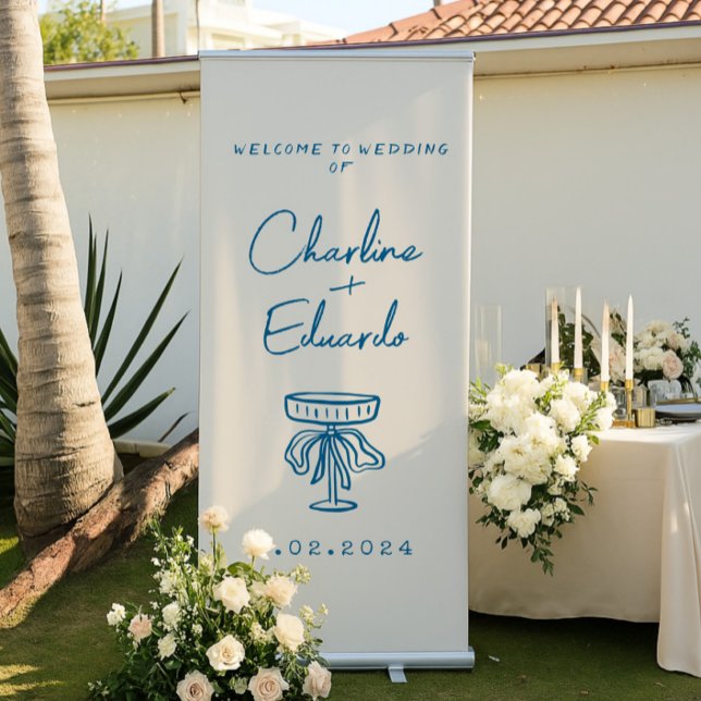 Contemporary Handwriting Retro Wedding Welcome  Retractable Banner (Creator Uploaded)