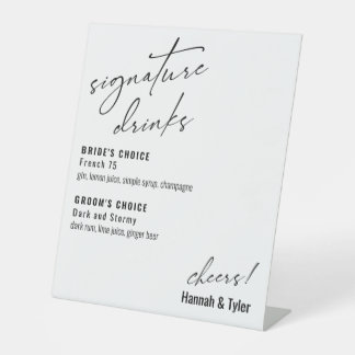 Contemporary Handwriting Signature Drinks Pedestal Sign