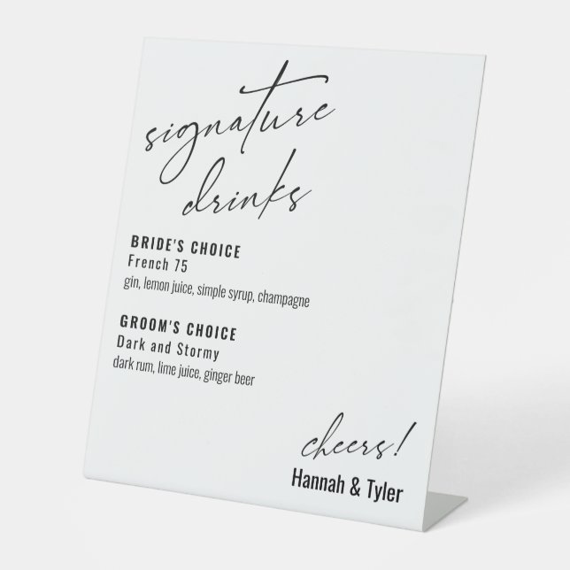 Contemporary Handwriting Signature Drinks Pedestal Sign (Front)