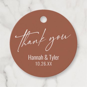 Contemporary Handwriting Thank You Terracotta Favor Tags by PaperMuserie at Zazzle