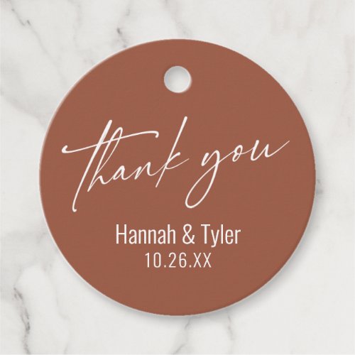 Contemporary Handwriting Thank You Terracotta Favor Tags