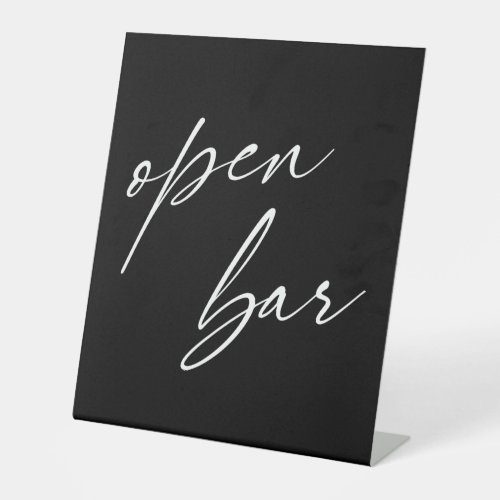 Contemporary Handwriting Typography Open Bar Black Pedestal Sign