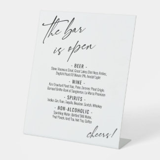Contemporary Handwriting Typography Open Bar Menu Pedestal Sign