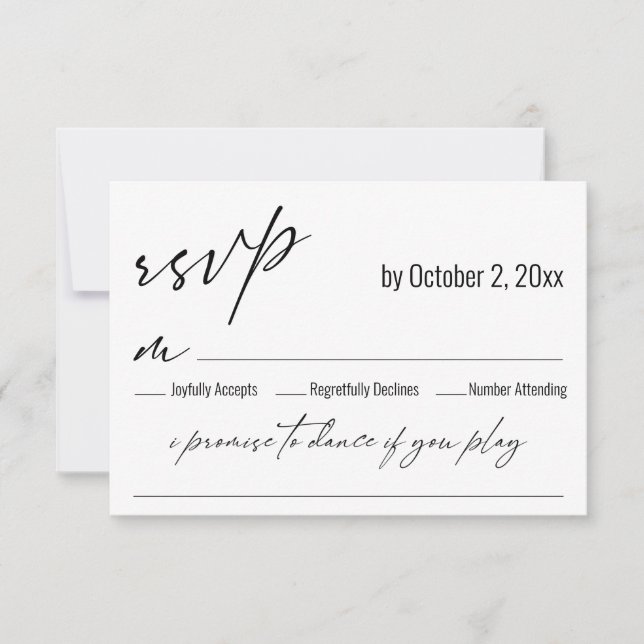 Contemporary Handwriting with Song Request Wedding RSVP Card (Front)