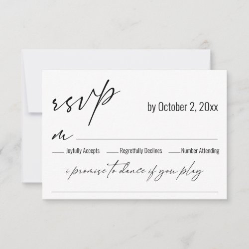 Contemporary Handwriting with Song Request Wedding RSVP Card