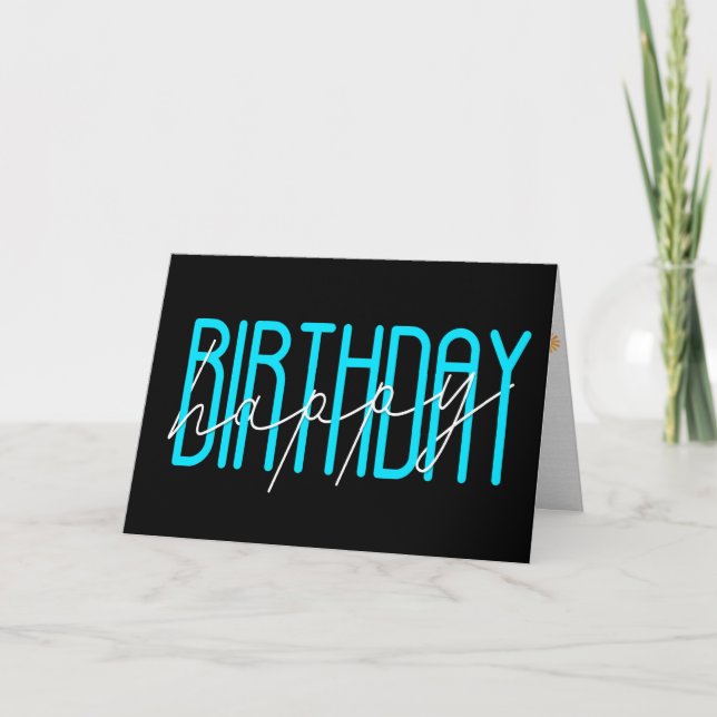 contemporary happy birthday on black card (Front)