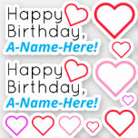 [ Thumbnail: Contemporary "Happy Birthday" With Heart Shape Sticker ]