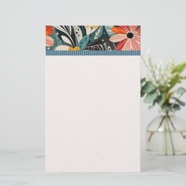 Contemporary Happy Flowers Stationery (Standing Front)