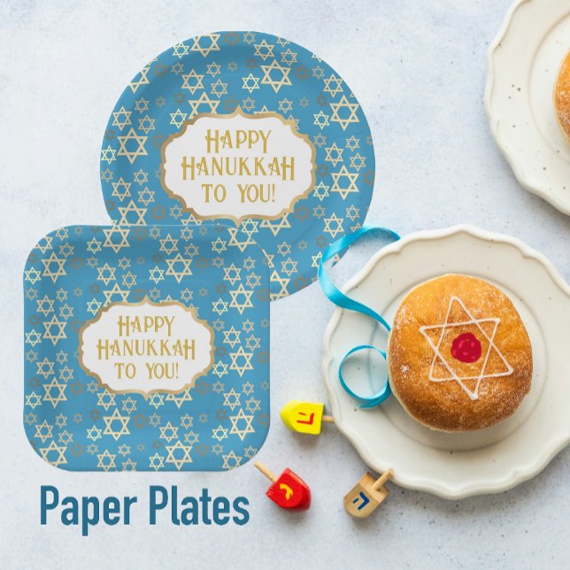 Contemporary Happy Hannukah Star of David  Paper Plates (They maybe paper plates, but they still look quite elegant!)