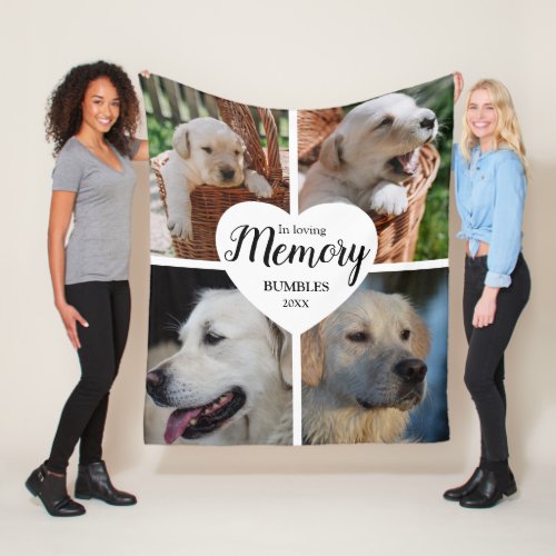 Contemporary Heart Pet Memorial Fleece Blanket